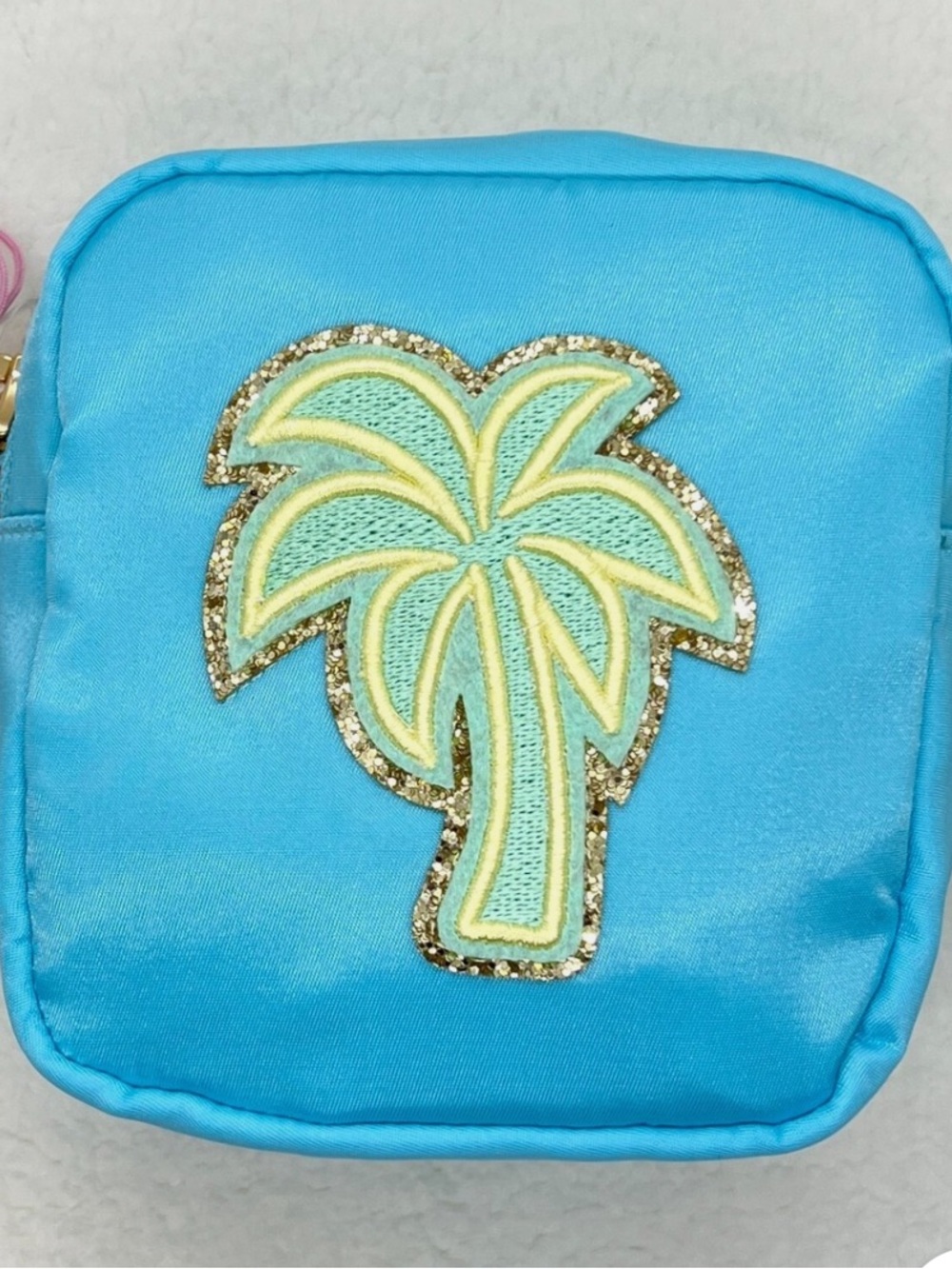 Stoney Clover Lane Turquoise Palm Tree Pouch with Gold Trim